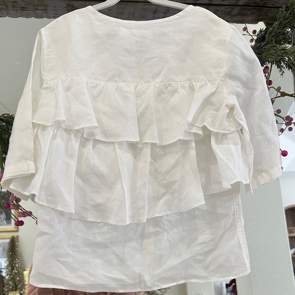 Chic White Button-Down Ruffle Blouse - Picture 5 of 5